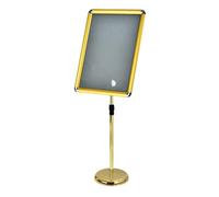 Supporto per cartellone Supporto per poster A4 per display pubblicitario Supporto per cartello da terra per ufficio commerciale regolabile con base stabile A2 Gold Rounded-corner style