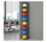 Supporto per caschi, Supporto Mobile Regolabile per caschi di Sicurezza con Ruote bloccabili, 4-32 Griglie, ripiano per caschi in Metallo da 4 a 8 Strati, 100-192 cm, Nero (39x37x192 cm - Co