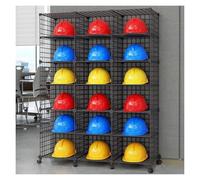 Supporto per caschi, Supporto Mobile Regolabile per riporre caschi di Sicurezza, Organizer per caschi rigidi con Ruote universali e Griglie da 4 a 32, con Serratura, ripiano in Metallo per 4