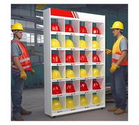 Supporto per caschi, Supporto per caschi rigidi con Ruote da 4 Piedi, ripiano portacaschi a 6 Ripiani con Etichette e 4 Ruote universali, Supporto per Attrezzatura di Sicurezza Resistente PE