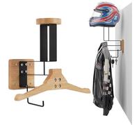 Supporto per casco da moto a parete, in metallo e legno, supporto a parete per casco da moto, supporto per casco da moto per la conservazione di caschi, giacche e chiavi, guardaroba per moto stabile