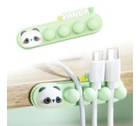 Supporto per Cavi in Silicone, Supporto per Cavi Autoadesivo A Forma Di Animale, Clip Per Cavi In Silicone Per Scrivania, Organizer Per Cavi,Comodino, Cavo Di Ricarica, Hdmi, Usb, Audio (Panda)