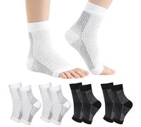 Supporto per Caviglia,4 Paia Calzini a Compressione dei Piedi Calze a Compressione Calzini Fascite Plantare Traspirante Cavigliera Tutore Sportiva Uomo e Donna(Nero Bianco,L-XL)
