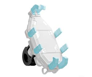 Supporto per cellulare con ammortizzatore, progettato per moto, scooter, ATV, con gomma antiscivolo e angoli di visione regolabili a 360 gradi (manubrio bianco)