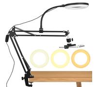 Supporto per cellulare da appendere con luce ad anello, treppiede overhead, supporto flessibile per fotocamera da tavolo con luce ad anello per registrazione video, streaming live, pittura, trucco e