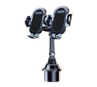 Supporto per cellulare da auto, 2 in 1, regolabile, con rotazione a 360°, base telescopica per due smartphone, universale per la maggior parte dei veicoli