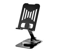 Supporto per Cellulare e Tablet Regolabile in Metallo - Stand Scrivania Pieghevole Portatile con Rotazione 360 Gradi - Porta Smartphone Universale per iPhone iPad Phablet E-Reader e Laptop (Nero)