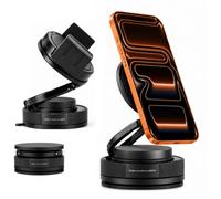 Supporto per cellulare per auto 2 in 1, MagSafe, testa a sfera a 360° | Adatto per iPhone 17/16/15/14 e Samsung S25 (4-7"). Nano gel resistente al calore. Modalità magnetica e morsetto