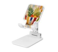 Supporto per cellulare pieghevole con ciotola a righe bohémien regolabile in altezza Supporto per cellulare portatile da tavolo compatibile con tutti gli smartphone, stile bianco