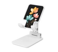 Supporto per cellulare pieghevole minimalista con tre petali di fiori ad angolo regolabile in altezza Supporto per cellulare portatile da tavolo compatibile con tutti gli smartphone bianco