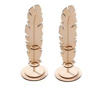 Supporto per chiglia a molla | 1 paio di organizer da scrivania Plume in legno con supporti verticali, base rotonda come per la reception
