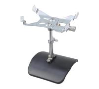 Supporto per chitarra in metallo contemporaneo, dispositivo di bloccaggio argento, base nera testurizzata, perfetto per una stabilità ottimale dello strumento, base nera