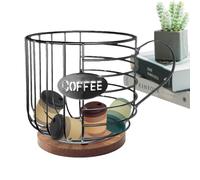 Supporto per cialde di caffè in ferro e legno | Il supporto compatto in ferro e legno organizza ordinatamente le cialde di caffè per un accesso rapido e comodo al piano di