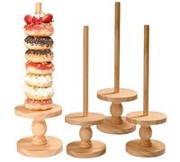 Supporto per ciambella per feste 4 in legno decorazione | Set per ciambelle per tavoli da dessert per bagel, cibo, matrimonio, compleanno, Natale, spettacoli, servizio, catering