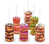 Supporto per ciambelle in acrilico, confezione da 6, torre espositiva per bagel, per tavolo da dessert, supporto per ciambelle, per addio al nubilato, compleanni, matrimoni, baby shower, Natale,