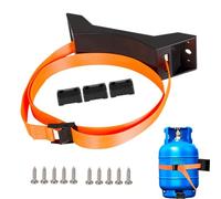 Supporto per cilindro - Supporto per gancio di sicurezza, fissaggio a parete, colore verde fiamma, morsetto elastico con fibbia, base sicura del telaio della gabbia, anelli in acciaio, fessure per
