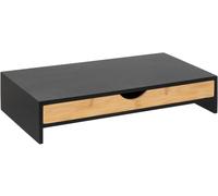 5five - Supporto rialzato per monitor Bava in bambù - Nero, 47 x 25 x 10 cm, con cassetto portaoggetti - Organizzatore per ufficio e ufficio domestico