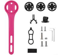 Supporto per computer con estensione centrale per manubrio integrato, compatibile con Garmin per Bryton e Wahoo, include supporto per luce, nylon, nero (rosso rosa)