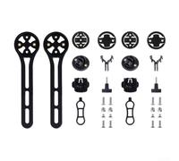 Supporto per computer da bicicletta, compatibile con Garmin Cat Eye, staffa di estensione per manubrio in nylon con adattatore integrato per action camera (confezione da 2 pezzi) nero