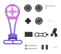 Supporto per computer da bicicletta, regolabile, rotazione di 180°, in alluminio, con staffa luminosa, per Garmin e Bryton e computer GPS Wahoo (viola sfumato)