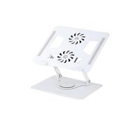 Supporto per computer portatile, girevole a 360°, raffreddamento ventola, pieghevole, in lega di alluminio, adatto per computer portatili fino a 17,3" (bianco)