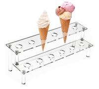 Supporto per coni gelato, 12 fori, in acrilico, per feste, espositore trasparente per zucchero filato, gelato, antipasti, feste di compleanno, eventi all'aperto, picnic, cucina