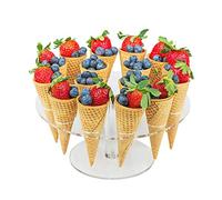 Supporto per cono gelato, espositore a cono in acrilico trasparente a 16 fori Espositore per rotolo di sushi Gelato per matrimoni Docce per bambini Feste di compleanno Decorativo