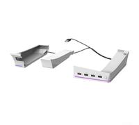 Supporto per console di gioco per PS5 Pro con 14 opzioni di luce LED e 4 hub USB, staffa di espansione orizzontale in ABS, soluzione di archiviazione sicura (bianco)