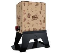 Supporto per Contenitore Vino 10 cm Bag 3L con Vassoio in Ferro Alluminato Lisa Luxury Bacco Nero