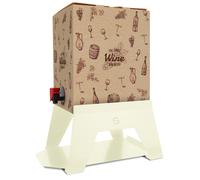 Supporto per Contenitore Vino 15 cm Bag 5L con Vassoio in Ferro Alluminato Lisa Luxury Bacco Panna
