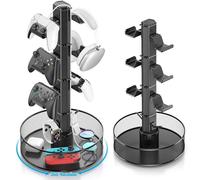 Supporto per Controller con Cestino Girevole di Grande Capacità, Supporto Cuffie e Joystick da Gioco per Accessori PS5/PS4/Xbox/Switch/PC, Supporto per Controller con Organizer per Cavi, 4 Livelli