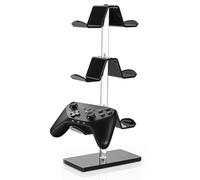 Supporto per controller, supporto per giochi, supporto in acrilico, accessori, organizer da scrivania, supporto per controller di gioco in acrilico, supporto per cuffie a 3 livelli, gancio rotante per