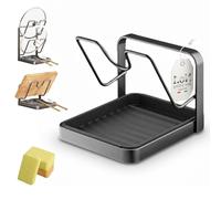 Supporto per Coperchi e Pentole da Cucina, Multifunzionale, in Acciaio Inossidabile 304, con Vassoio Raccogligocce Rimovibile, Ideale per Riporre Coperchi, Mestoli e Utensili(Gray single-layer)