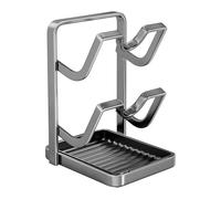 Supporto per coperchio della pentola, supporto per il coperchio del poggiamestolo, multifunzionale, in acciaio, con vassoio antigoccia, per piano cottura, piano di lavoro, armadietto, piano