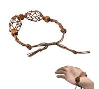 Supporto per cordino da polso - Corda per braccialetti di ricambio con gabbie a vuote di perle di pietre preziose,Borsa a rete con ciondolo in quarzo intrecciato a mano con lunghezza