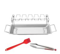 Supporto per cosce di pollo e ali per griglia, argento, 14 fessure per barbecue, bacchette di pollo in acciaio inox, griglia per affumicatore, forno, griglia a carbone, accessori per barbecue con