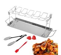 Supporto per cosce di pollo per barbecue, cremagliera per cosce di pollo, strumenti per grigliare con supporto per torrefazione in acciaio inox con 12 slot, Accessori per barbecue portatili
