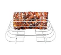 Supporto per costine per grigliare, grande supporto verticale in acciaio inox con 4 fessure, accessorio per barbecue come griglia per barbecue, per l'uso in casa, cucina, picnic, barbecue e