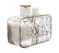 Supporto per cotone, organizer per trucco da parete, supporto per rossetto traslucido alla moda, supporto galleggiante per cotton fioc senza trapano, dispenser per spugne per trucco con 2 compart