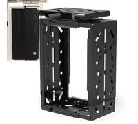 Supporto per CPU da montare sotto la scrivania, in acciaio, girevole a 180°, altezza regolabile 26-50 cm, larghezza 15-27 cm, portata 15 kg, piccolo, nero