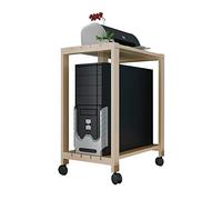 Supporto per CPU mobile, a 2 ripiani, in legno, con ruote bloccabili, supporto compatto per scrivania, salvaspazio, per casa e ufficio piccola CPU nizer.