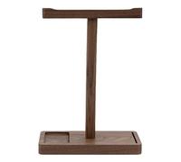 Supporto per cuffie in legno - materiale in noce nero, design a bordo rialzato, base stabile, non deformabile, struttura compatta e durevole | per l'organizzazione delle cuffie scrivania mensola da