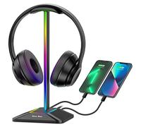 Supporto per cuffie RGB New Bee con caricabatterie USB di tipo C e trasferimento dati, universale, per cuffie da gioco, supporto per tutte le cuffie (grafite)