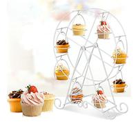 Supporto per cupcake con ruota panoramica per dessert, supporto per cupcake a ruota panoramica, per feste a tema Carnevale e Circo, accessori di arredo per feste di nozze (bianco)