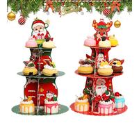 Supporto Per Cupcake Di Natale - 2 Pezzi Alzata Per Cupcake A 3 Livelli,Vassoio A Torre Per Dolci | Per Matrimonio Vacanza Festa Dolci Pasticceria Biscotti Ciambelle Caramelle Snack Festa Raduno