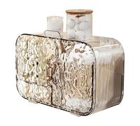 Supporto per cuscini in cotone - coperchio antipolvere trasparente, scatola di avvertenza con doppie griglie, contenitori per cosmetici assorbenti, dispenser tamponi di cotone e palle | Vanità per il