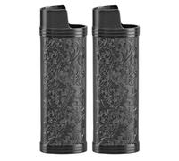 Supporto per Custodia per Accendino in Metallo da 2 Pezzi, Copertura Protettiva in Lega di Zinco per Accendini Idee per Custodia con Stampa Floreale Vintage (BLACK)