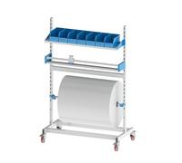 Supporto per Dispenser di pluriball con Cestino portaoggetti, Ruote girevoli per Un Facile Spostamento, Soluzione di imballaggio efficiente, Resistente, Altezza Regolabile, Ideale per Il tra