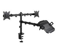 Supporto per doppio monitor TooQ (17-32") con vassoio per laptop (nero)