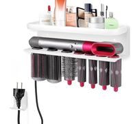 Supporto per Dyson Airwrap, 2 in supporto da parete per Dyson Airwrap, bigodini, asciugacapelli, supporto per asciugacapelli, supporto per asciugacapelli, per casa e bagno organizzatore (bianco)